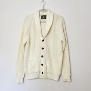 High Sierra by Marvin's Vintage Cream Shawl Collar Men's Cardigan Sweater Medium